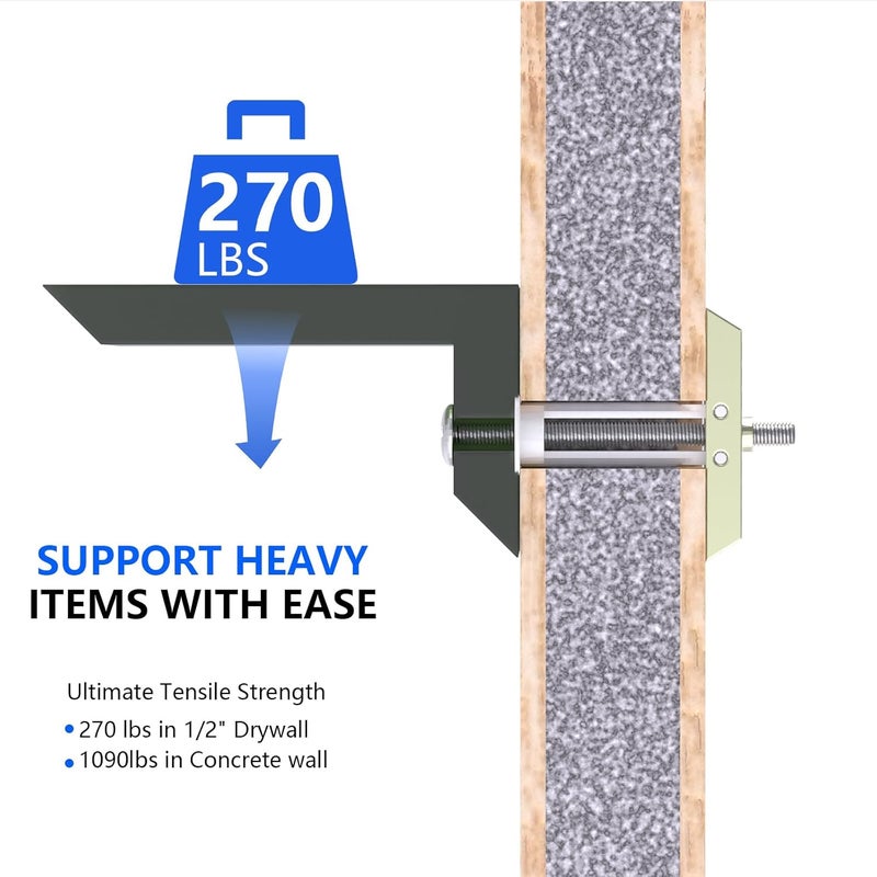 PRLF Drywall Anchor with Included Bolts for 1/4”-20, Heavy Duty Hollow Wall Anchors for TV Mounting Kit, Stainless Steel Hollow Wall Anchors Holds up to 270lbs Each in 1/2” Drywall (Pack of 100(w/o Bolts) - Image 3